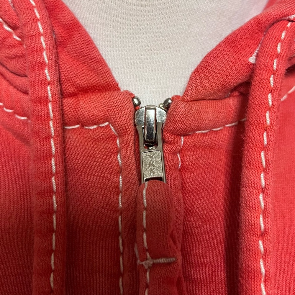 True Religion VTG Hoodie Womens Medium Y2K Red Full Zip Fleece Deep Stitch 90s - Picture 7 of 16